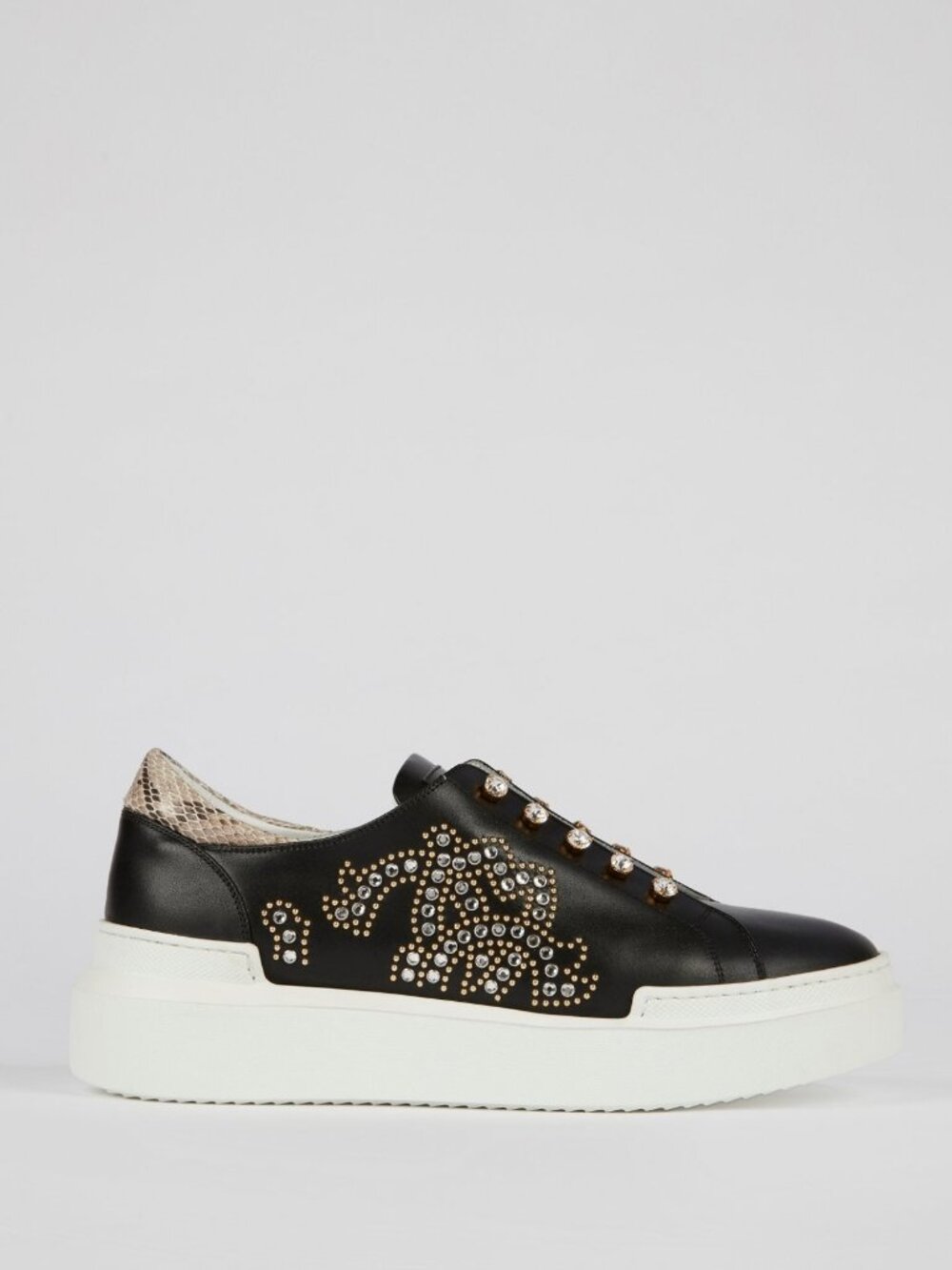 Roberto Cavalli Black Leather Multi-stud Platform Sneakers Size: EU36 US6